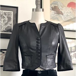 90’s Soft Cropped Black Leather Jacket Top XS/S